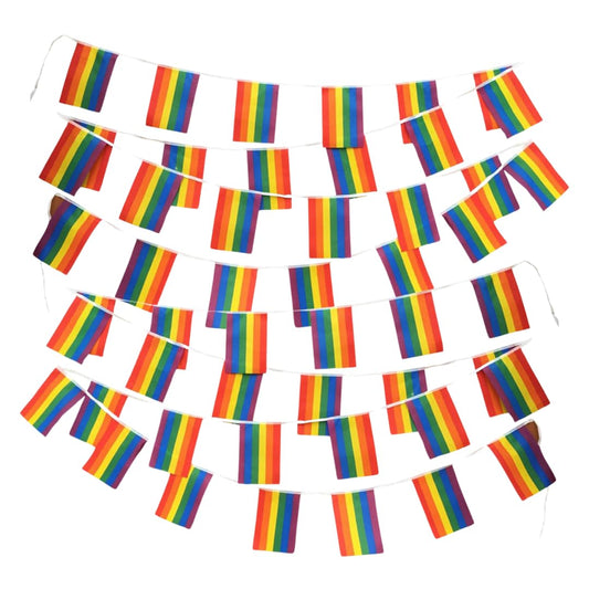 MEGA VALUE Rainbow Pride Flag Bunting – 33ft (10m) Long with 24 Flags – LGBT Pride Banner for Parades, Festivals, Pride Month, Events, Homes, Gardens &amp; Bars