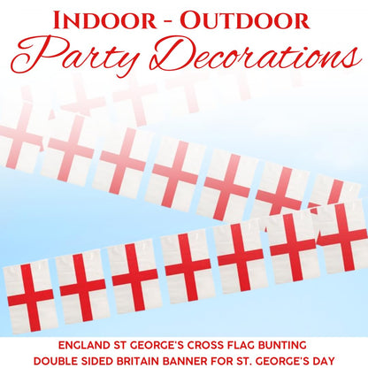 VIROSA St George Cross Flag Bunting – 10m / 33ft England Banner with 24 Large Flags – Durable Patriotic Decoration for World Cup, Sports Events, Parties & National Celebrations