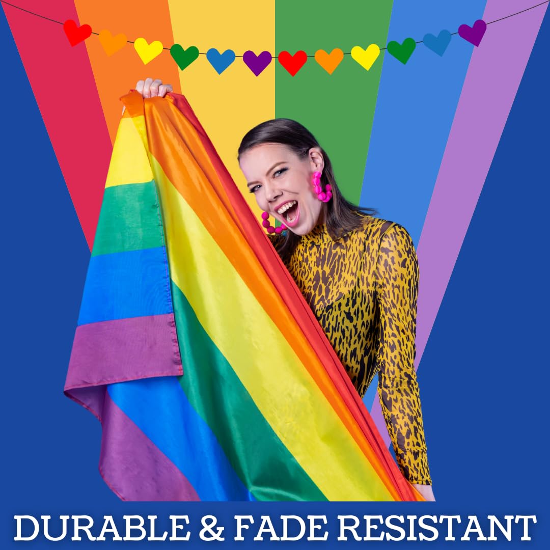MEGA VALUE Rainbow Pride Flag Bunting – 33ft (10m) Long with 24 Flags – LGBT Pride Banner for Parades, Festivals, Pride Month, Events, Homes, Gardens &amp; Bars