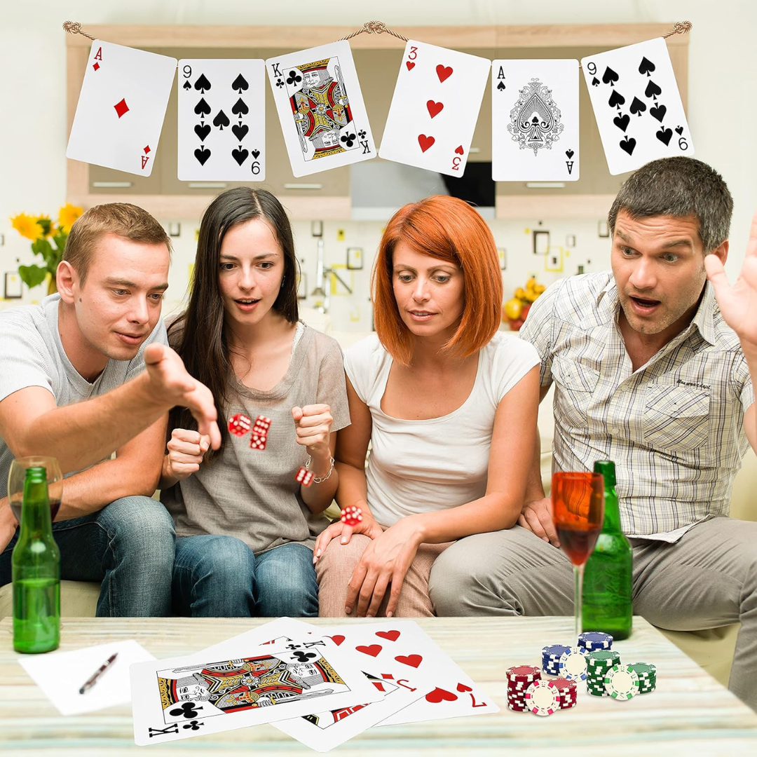 VIROSA Jumbo A4 Playing Cards – Giant 28cm x 20cm Plastic Coated, Water-Resistant Deck for Family Party Games, BBQs, Garden, Indoor & Outdoor Fun, Christmas & Events