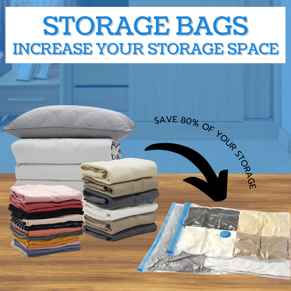VIROSA Vacuum Storage Bags – Set of 6 Medium Compression Bags – Reusable Space Saver for Duvets, Bedding, Curtains, Pillows & Towels – Double Zip & Secure Valve