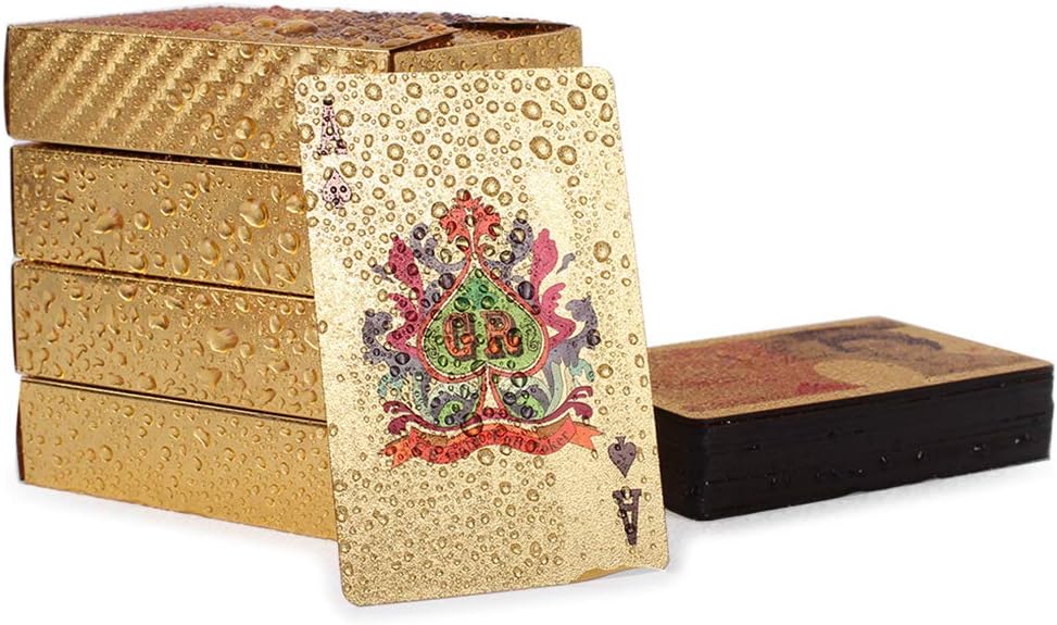 50 Pound Playing Cards: 24k Carat Gold Plated Poker Cards with Deluxe Wooden Gift Box