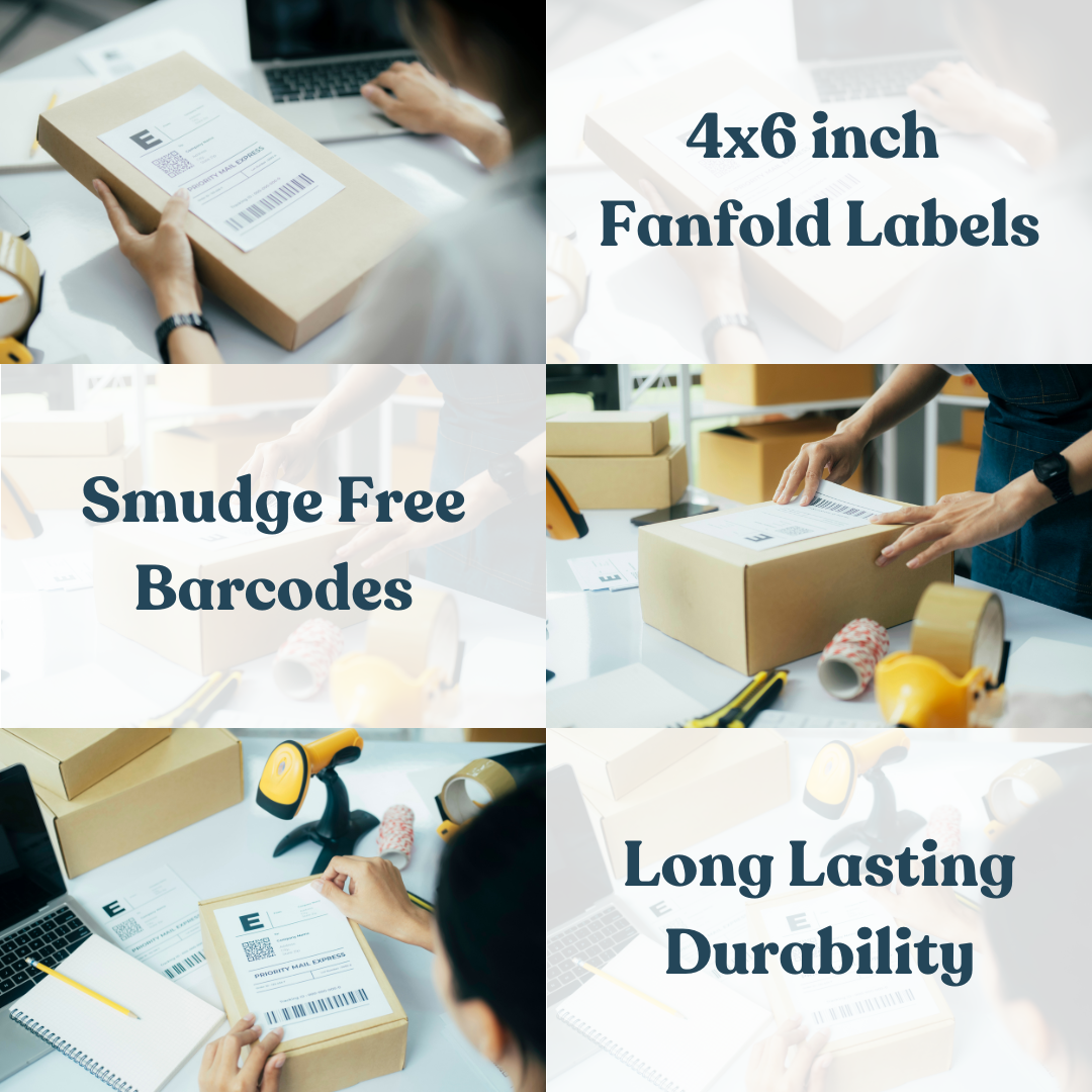 VIROSA 500 Pack 4x6 Inch Thermal Shipping Labels – Fanfold Direct Thermal Printer Paper with Permanent Adhesive – Commercial Grade White Labels for Amazon, Royal Mail, FedEx, DPD & More