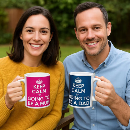 Funny Pregnancy Announcement Mug Set – Keep Calm I’m Going to Be a Parent – Gift for Expecting Couple, Baby Reveal, New Mum and Dad Surprise – 11oz White Ceramic Cups – Set of 2