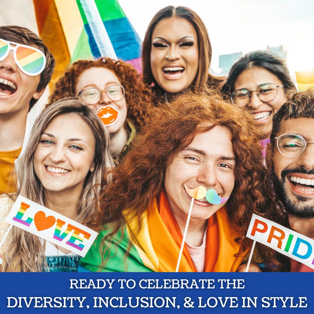 MEGA VALUE Rainbow Pride Flag Bunting – 33ft (10m) Long with 24 Flags – LGBT Pride Banner for Parades, Festivals, Pride Month, Events, Homes, Gardens &amp; Bars