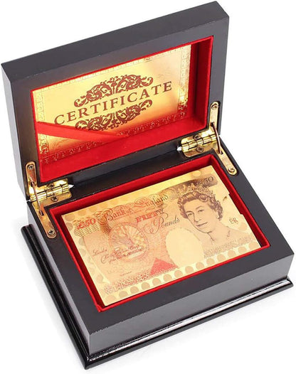 50 Pound Playing Cards: 24k Carat Gold Plated Poker Cards with Deluxe Wooden Gift Box