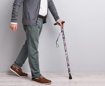 Floral Walking Stick - Lightweight, Foldable, Extendable, Adjustable Walking Cane | Flexible, Durable | Walking Aid, Mobility Aid | Collapsible