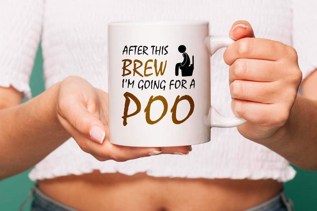 VIROSA Funny Mug – After This Brew I’m Going for a Poo – Rude Tea & Coffee Cup Gift for Friends, Coworkers, Him or Her – Sarcastic Bathroom Humor – 11oz White Ceramic Mug – Office or Home Use
