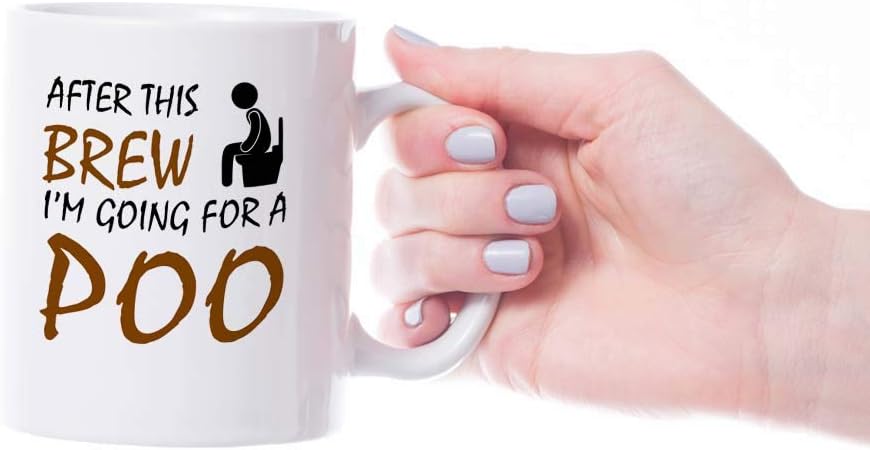 VIROSA Funny Mug – After This Brew I’m Going for a Poo – Rude Tea & Coffee Cup Gift for Friends, Coworkers, Him or Her – Sarcastic Bathroom Humor – 11oz White Ceramic Mug – Office or Home Use
