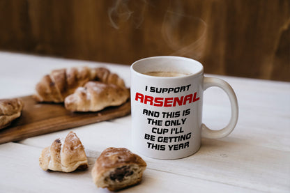 VIROSA Funny Football Mug – “This is The Only Cup I’ll Be Getting This Year” – Funny Gift for Arsenal Fans, Dad, Brother or Friend – 11oz Ceramic Coffee Cup – Birthday, Xmas, Father’s Day