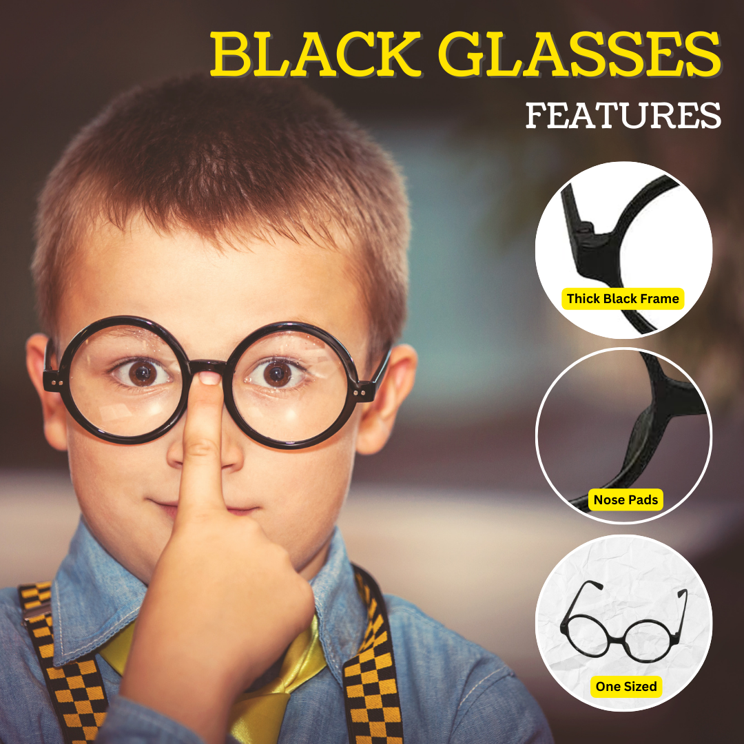 VIROSA Wizard School Boy 3pc Fancy Dress Set – Includes Tie, Glasses & Wand – Kids Magician Costume for World Book Day, Halloween, Parties & School Events – Unisex Cosplay Outfit