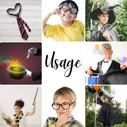 VIROSA Wizard School Boy 3pc Fancy Dress Set – Includes Tie, Glasses & Wand – Kids Magician Costume for World Book Day, Halloween, Parties & School Events – Unisex Cosplay Outfit