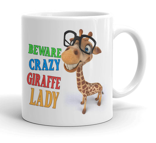 Virosa Funny Giraffe Mug – Crazy Giraffe Lady – Animal Lover Gift for Her, Women, Mum, Sister, Friend – Birthday, Christmas, Mother’s Day, Secret Santa – 11oz White Ceramic Coffee Cup
