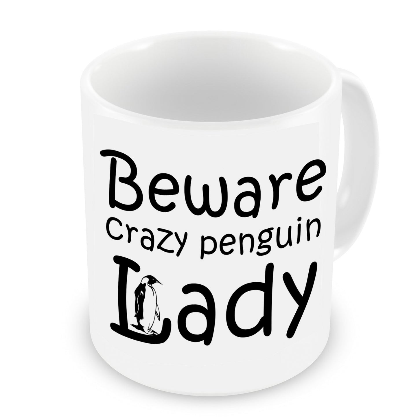 VIROSA Crazy Penguin Lady Mug – Funny Animal Lover Gift for Her – Penguin-Themed Sarcastic Coffee Cup – 11oz White Ceramic Mug