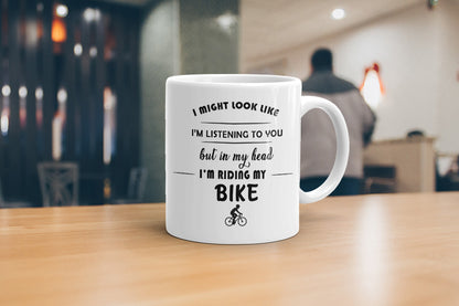 VIROSA Motorbike Mug – “In My Head I’m Riding My Motorbike” – 11oz Ceramic Coffee Cup – Biker Gift for Him or Her – Funny Motorcycle Rider Mug