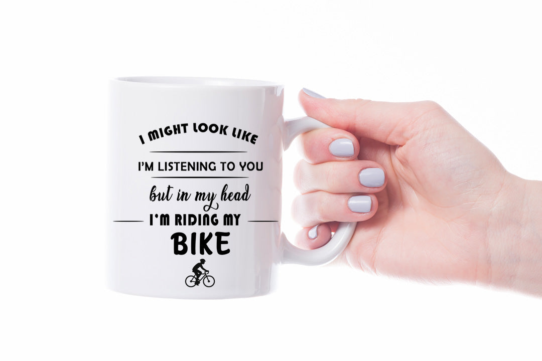 VIROSA Motorbike Mug – “In My Head I’m Riding My Motorbike” – 11oz Ceramic Coffee Cup – Biker Gift for Him or Her – Funny Motorcycle Rider Mug