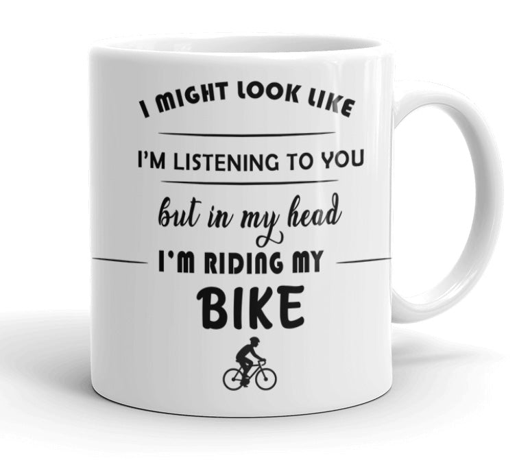 VIROSA Motorbike Mug – “In My Head I’m Riding My Motorbike” – 11oz Ceramic Coffee Cup – Biker Gift for Him or Her – Funny Motorcycle Rider Mug