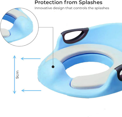 VIROSA Potty Training Seat for Kids & Toddlers – Toilet Training Seat with Handles, Backrest & Anti-Splash Design – Fits Round & Oval Toilets – Blue