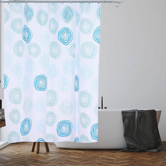 Blue Circles Shower Curtain | Anti-Mould, Mildew Resistant | 180x180 cm (71 x 71 Inch) | Water Repellent Fabric