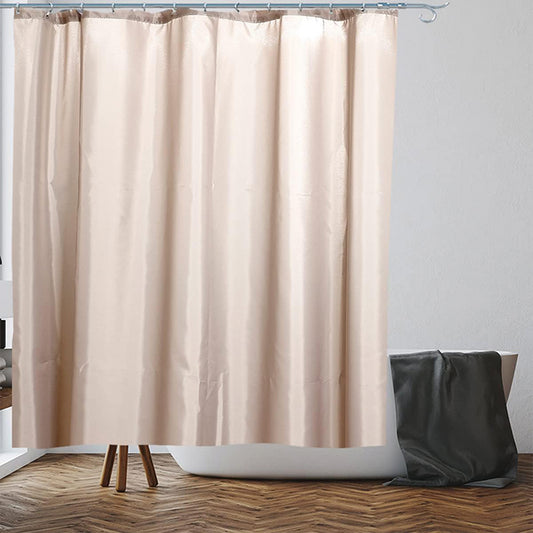 Brown Shower Curtain | Anti-Mould, Mildew Resistant (71 x 71 Inch) | Water Repellent Fabric | Stainless Steel Rings