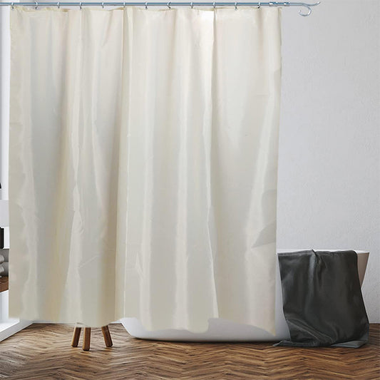 Mildew-Resistant Cream Shower Curtain | 180x180 cm (71 x 71 Inch) | Water-Repellent Polyester Fabric
