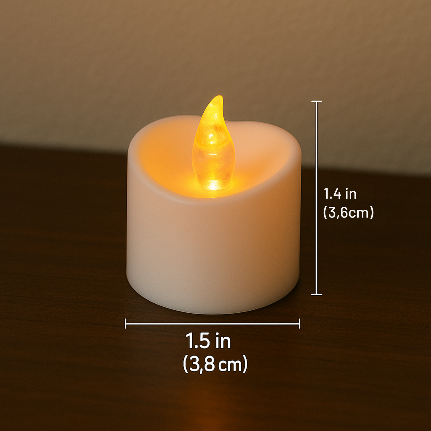 VIROSA Pack of 24 LED Wave Design Tea Light Candles – Flameless, Realistic Cool White Flickering Lights – 3cm x 3cm – Battery Operated – Energy Class A