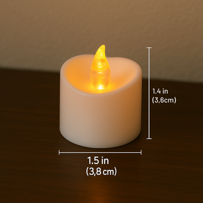 VIROSA Pack of 24 LED Wave Design Tea Light Candles – Flameless, Realistic Cool White Flickering Lights – 3cm x 3cm – Battery Operated – Energy Class A
