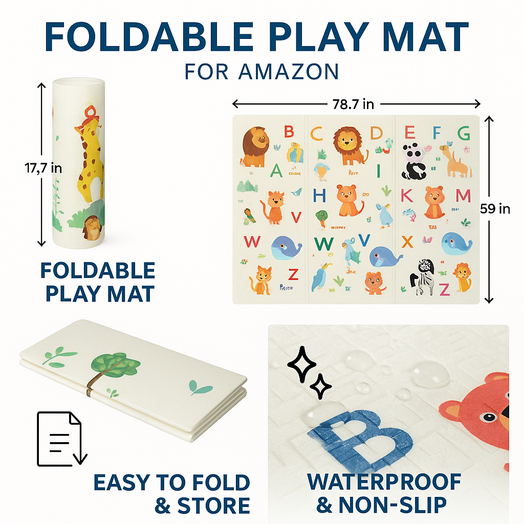 VIROSA Foldable Play Mat for Babies & Toddlers