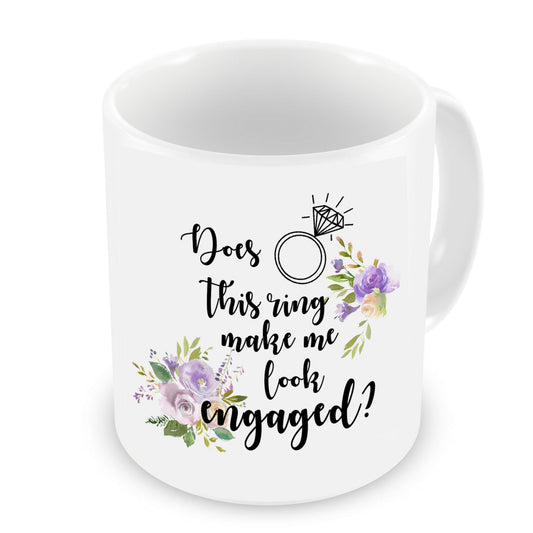 VIROSA Engaged Mug – Does This Ring Make Me Look Engaged? – Funny Engagement Gift for Bride-to-Be, Fiancée – Bridal Shower, Wedding Planning, Engagement Party – 11oz White Ceramic Coffee Cup