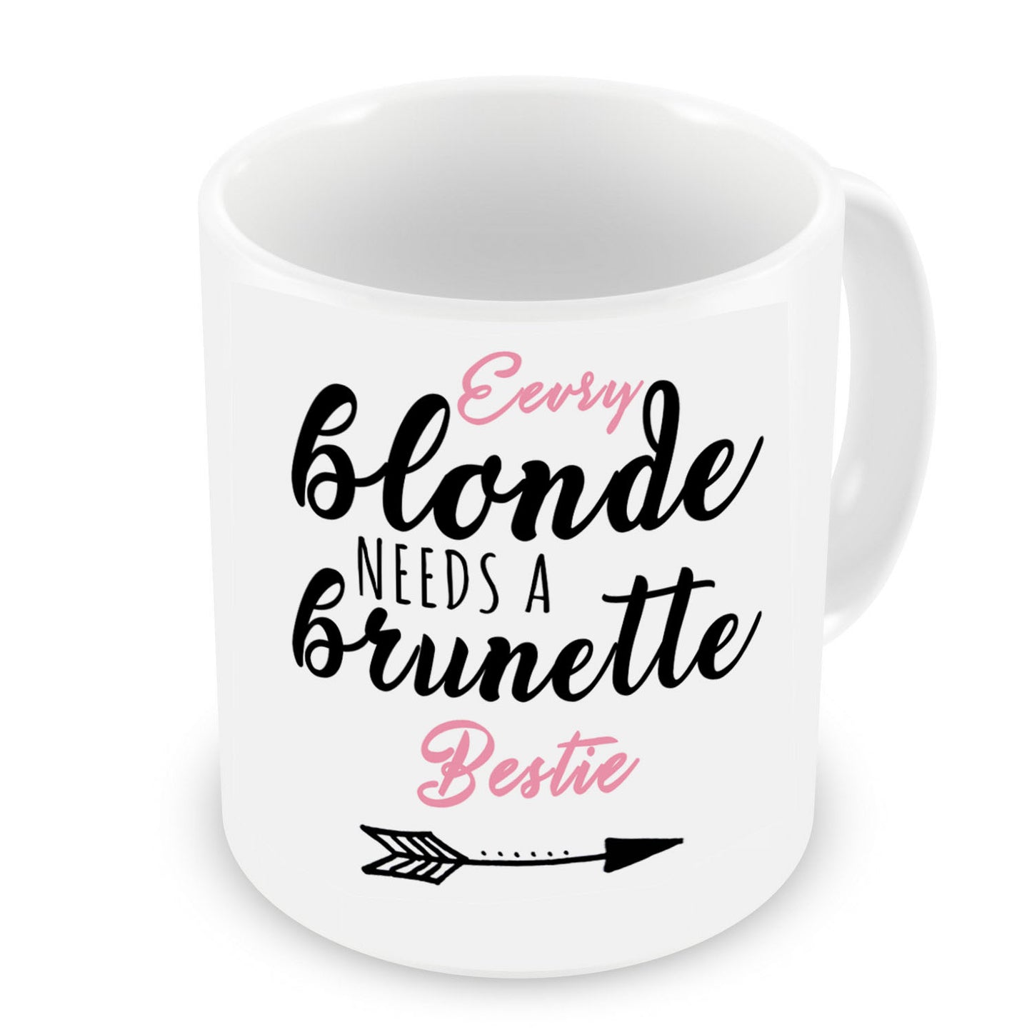 VIROSA Bestie Mug – Every Blonde Needs a Brunette Bestie – Funny Friendship Gift for BFF, Sister, Roommate or Friend – Birthday, Christmas, Galentine’s Day – 11oz White Ceramic Coffee Cup