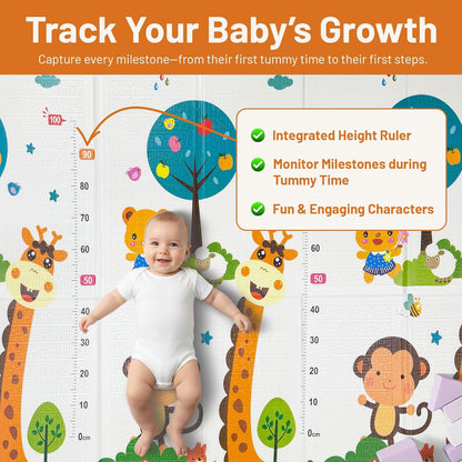 Baby Play Mat for Floor – Foldable Waterproof Foam Playmat for Babies & Toddlers – Large 200 x180cm Reversible Non Slip Nursery & Playroom Mat