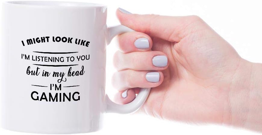 Funny Gaming Mug – I Might Look Like I’m Listening But in My Head I’m Gaming – Gamer Gift for Him, Teen, Friend, Boyfriend – Christmas, Birthday, Office, Secret Santa – 11oz Mug