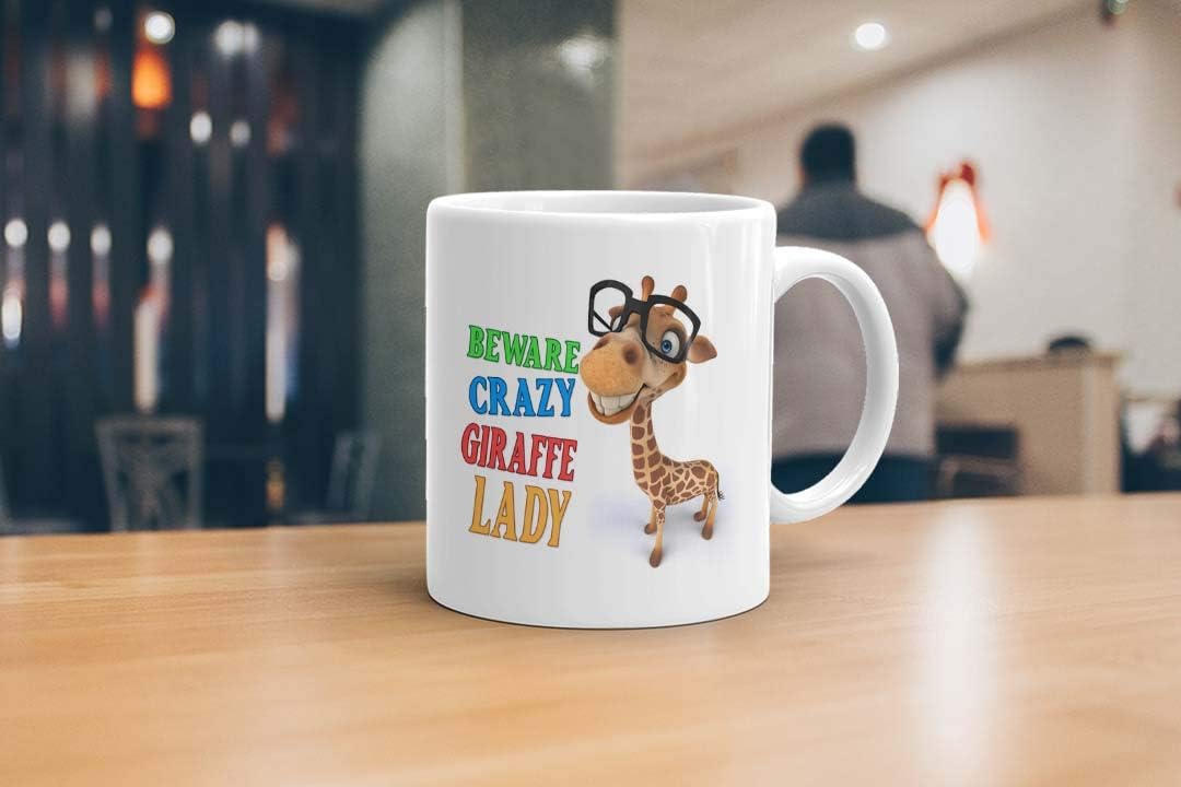 Virosa Funny Giraffe Mug – Crazy Giraffe Lady – Animal Lover Gift for Her, Women, Mum, Sister, Friend – Birthday, Christmas, Mother’s Day, Secret Santa – 11oz White Ceramic Coffee Cup