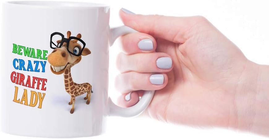 Virosa Funny Giraffe Mug – Crazy Giraffe Lady – Animal Lover Gift for Her, Women, Mum, Sister, Friend – Birthday, Christmas, Mother’s Day, Secret Santa – 11oz White Ceramic Coffee Cup