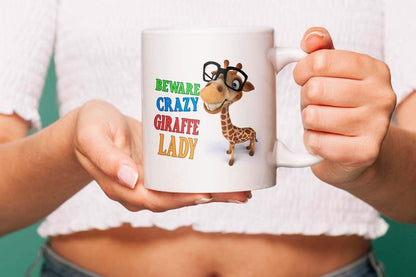 Virosa Funny Giraffe Mug – Crazy Giraffe Lady – Animal Lover Gift for Her, Women, Mum, Sister, Friend – Birthday, Christmas, Mother’s Day, Secret Santa – 11oz White Ceramic Coffee Cup