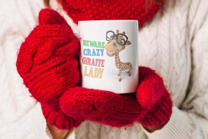 Virosa Funny Giraffe Mug – Crazy Giraffe Lady – Animal Lover Gift for Her, Women, Mum, Sister, Friend – Birthday, Christmas, Mother’s Day, Secret Santa – 11oz White Ceramic Coffee Cup