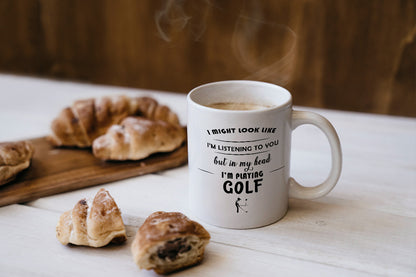 VIROSA Golf  Mug – “In My Head I’m Playing Golf” – 11oz Ceramic Coffee Cup – Gift for Formula One Fans – Motorsport Present