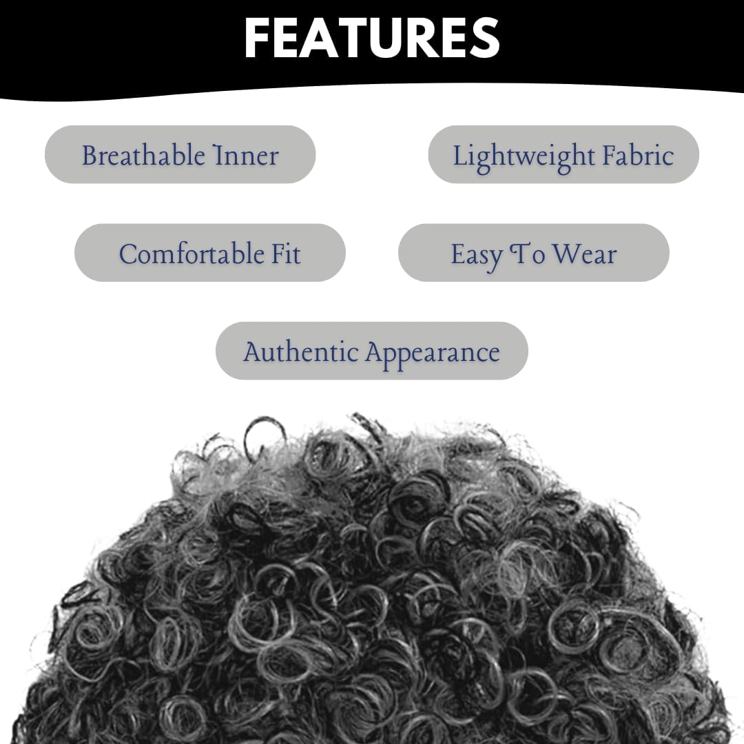 VIROSA Grey Curly Granny Wig and Glasses Set – Fancy Dress Costume Accessory for World Book Day, School Plays, Parties & Book Week Events