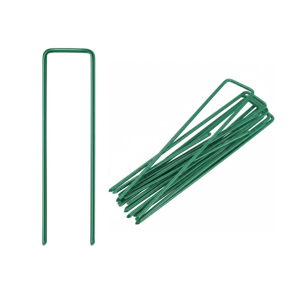 Pack of 100 Garden Pegs, Landscape Staples, U Shaped Nail Pins