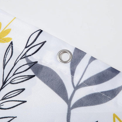 Grey/Yellow Leaves Shower Curtain Anti Mould, Mildew Resistant - 180x180 cm