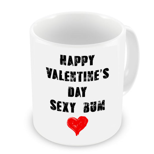 VIROSA Happy Valentine's Day Mug – Sexy Bum Edition – Funny, Cheeky Gift for Boyfriend, Girlfriend, Partner – Sarcastic Love Present – 11oz White Ceramic Coffee Cup