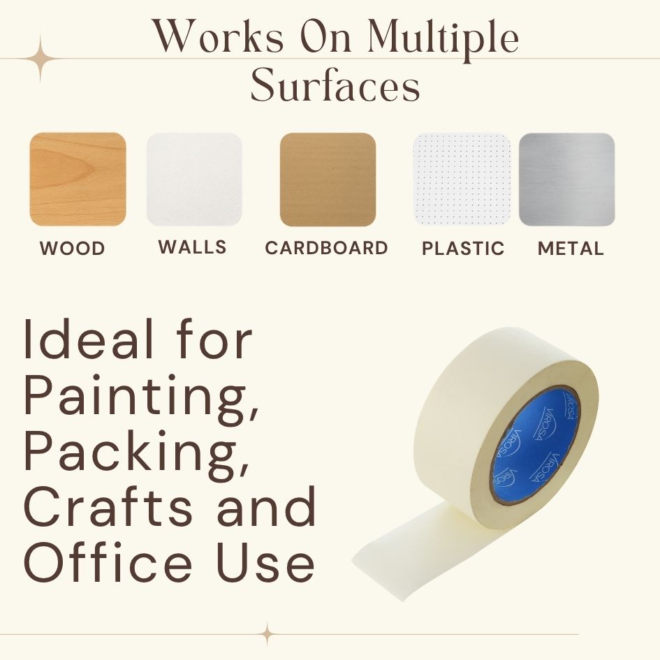 Pack of 5 Masking Tape Rolls - 48mm Wide, 50 Metres