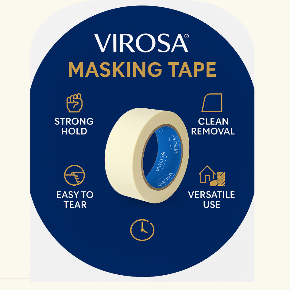 Pack of 5 Masking Tape Rolls - 48mm Wide, 50 Metres