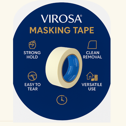 Pack of 5 Masking Tape Rolls - 48mm Wide, 50 Metres