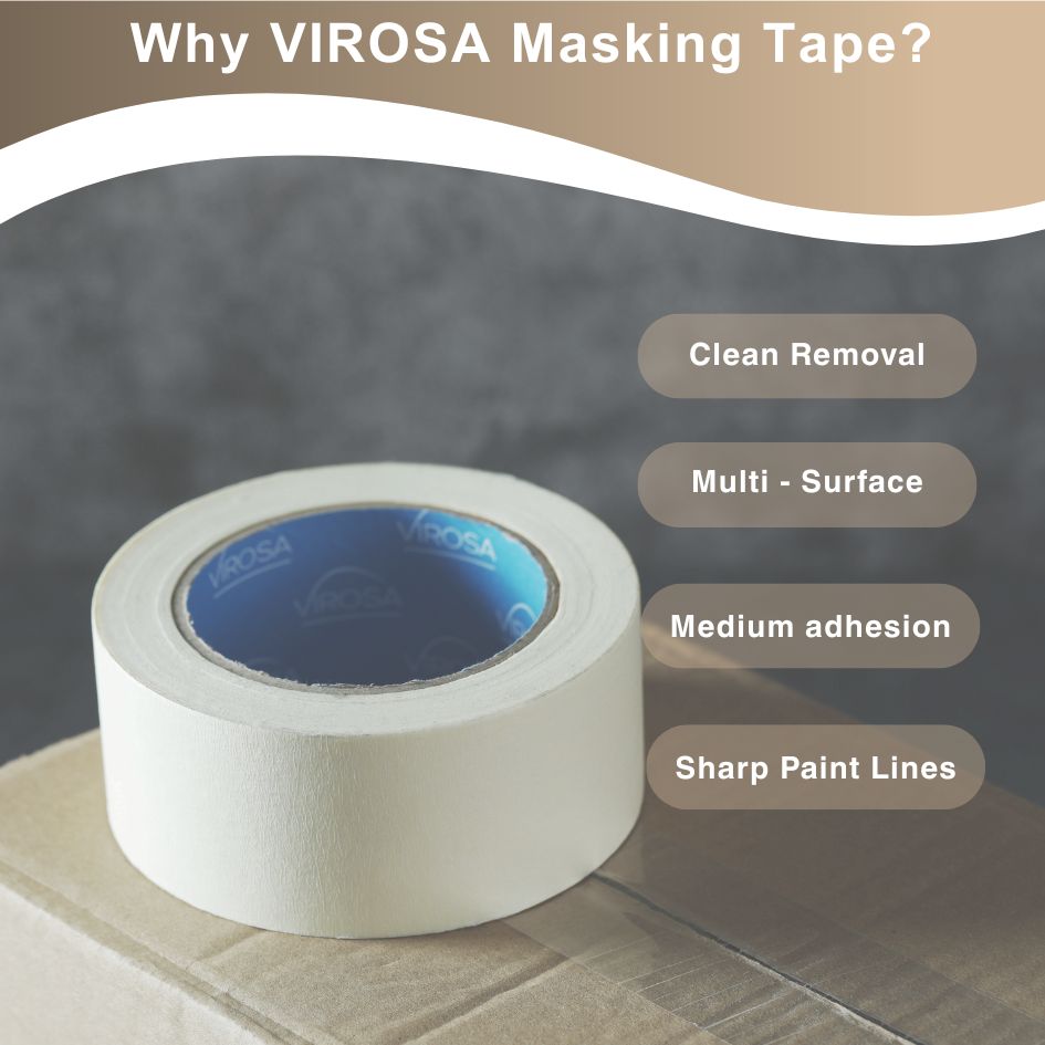 Pack of 5 Masking Tape Rolls - 48mm Wide, 50 Metres