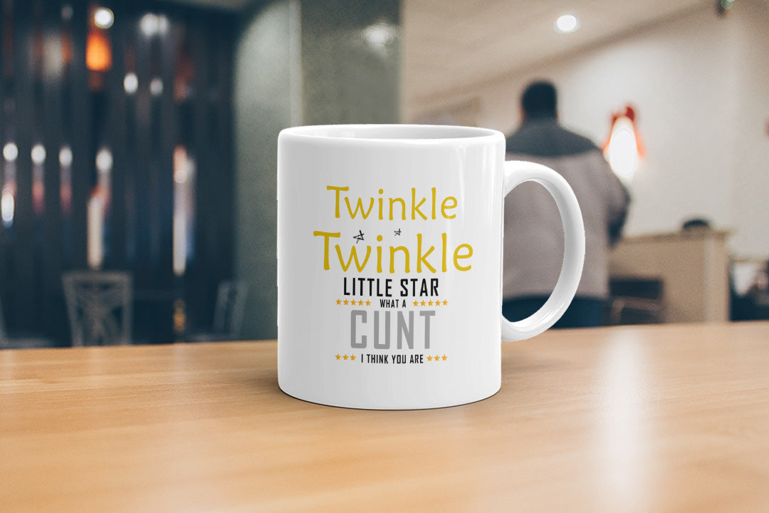 VIROSA Rude Funny Mug – Twinkle Twinkle Little Star What a C*nt I Think You Are – Sarcastic Gift for Friends, Coworkers – Secret Santa, Christmas, Birthday Present – 11oz Ceramic Coffee Cup