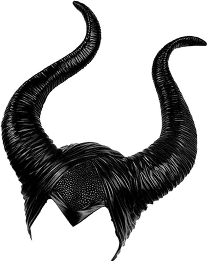 VIROSA Deluxe Evil Witch Horns Hat – Black Latex Queen Horns for Halloween Costume Party, Fancy Dress Accessory, World Book Week Outfit