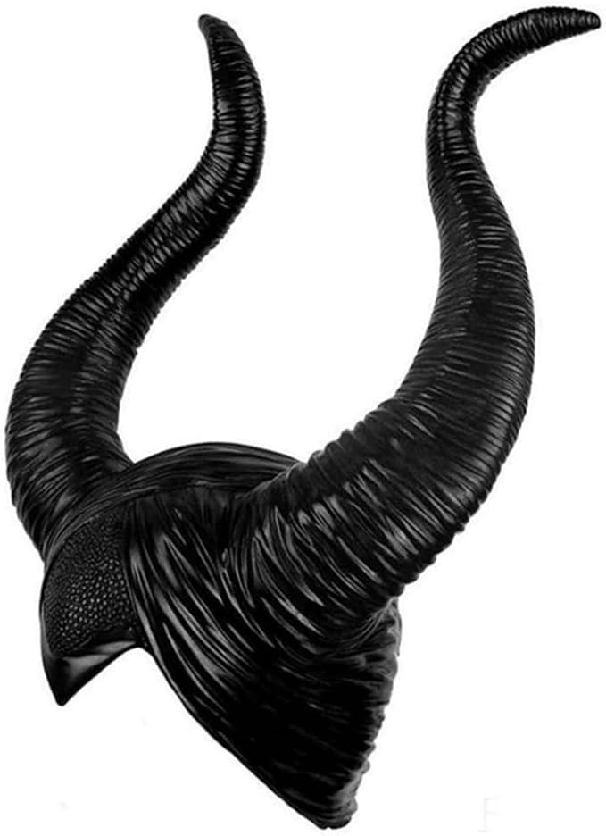 VIROSA Deluxe Evil Witch Horns Hat – Black Latex Queen Horns for Halloween Costume Party, Fancy Dress Accessory, World Book Week Outfit