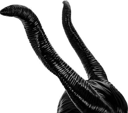 VIROSA Deluxe Evil Witch Horns Hat – Black Latex Queen Horns for Halloween Costume Party, Fancy Dress Accessory, World Book Week Outfit