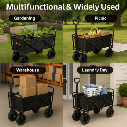 VIROSA 200L Wagon Trolley with Thick Tyres – Heavy Duty Foldable Utility Cart